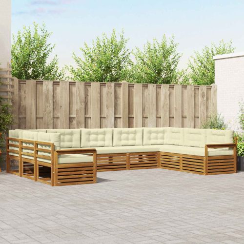 Комплект дивани за открито 9 pcs Натурален и Крема