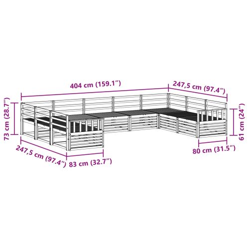 Комплект дивани за открито 9 pcs Естествен