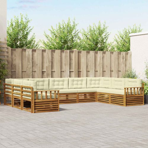 Комплект дивани за открито 9 pcs Натурален и Крема