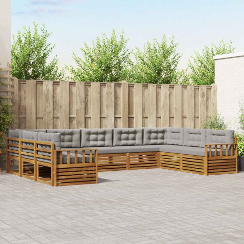 Комплект дивани за открито 9 pcs Естествено и светло сиво