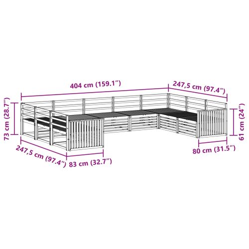 Комплект дивани за открито 9 pcs Естествен