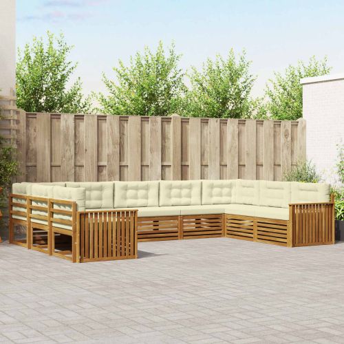 Комплект дивани за открито 9 pcs Натурален и Крема