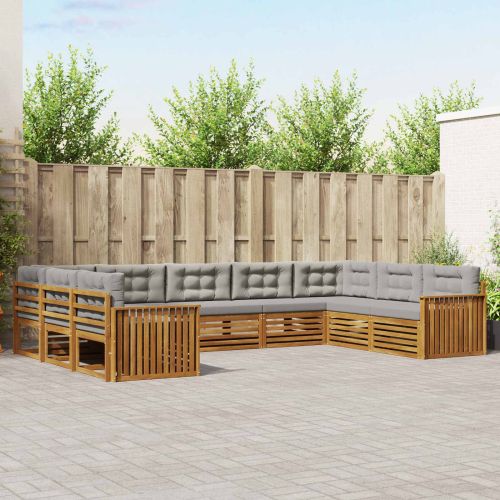 Комплект дивани за открито 9 pcs Естествено и светло сиво