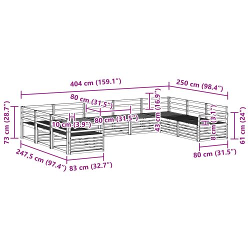 Комплект дивани за открито 9 pcs Естествен