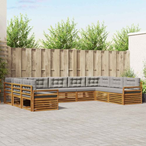 Комплект дивани за открито 9 pcs Естествено и светло сиво