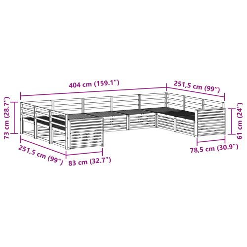 Комплект дивани за открито 9 pcs Естествен