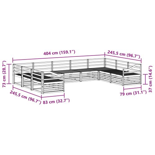 Комплект дивани за открито 9 pcs Естествен