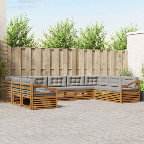 Комплект дивани за открито 9 pcs Естествено и светло сиво