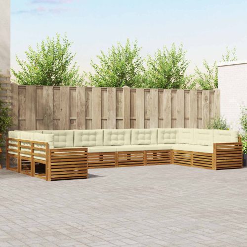 Комплекти дивани 8 pcs Натурален и Крема Солидно акациево дърво