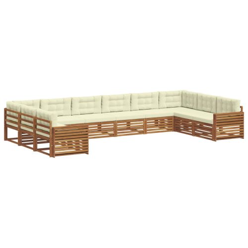 Комплекти дивани 8 pcs Натурален и Крема Солидно акациево дърво