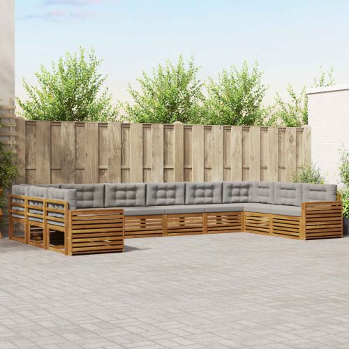 Комплекти дивани с възглавница 9 pcs Естествено и светло сиво