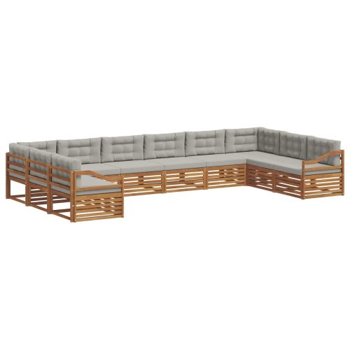 Комплекти дивани с възглавница 10 pcs Естествено и светло сиво