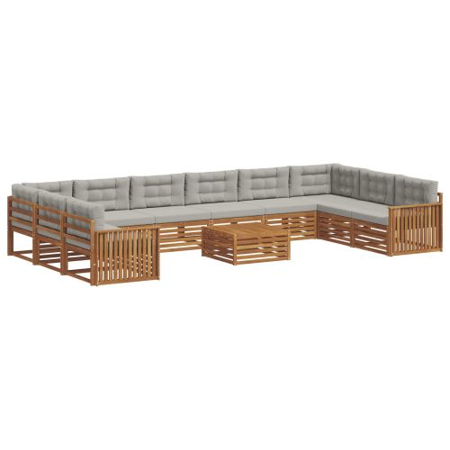 Комплекти дивани с възглавница 11 pcs Естествено и светло сиво