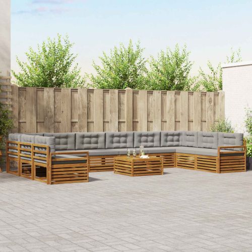 Комплекти дивани с възглавница 11 pcs Естествено и светло сиво