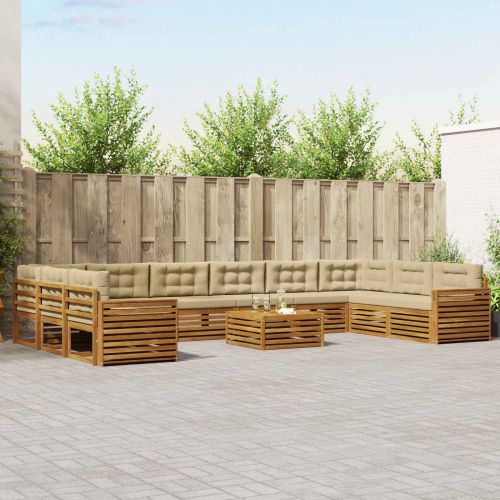 Комплекти дивани с възглавница 11 pcs Натурален и Бежов