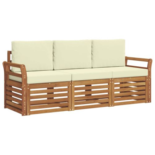 Комплекти дивани 3 pcs Натурален и Крема Солидно акациево дърво