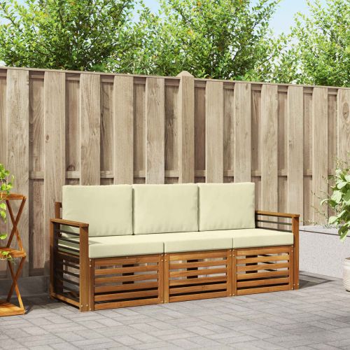 Комплекти дивани 3 pcs Натурален и Крема Солидно акациево дърво