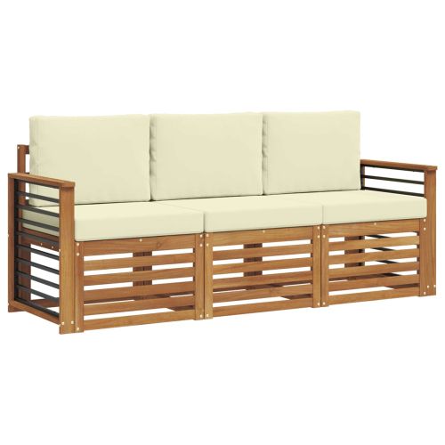Комплекти дивани 3 pcs Натурален и Крема Солидно акациево дърво