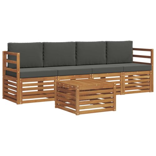 Комплект дивани за открито 5 pcs Натурален и Антрацит