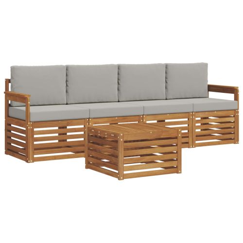 Комплект дивани за открито 5 pcs Естествено и светло сиво