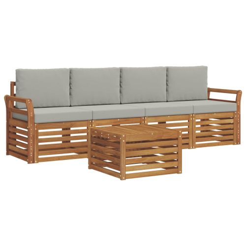 Комплект дивани за открито 5 pcs Естествено и светло сиво