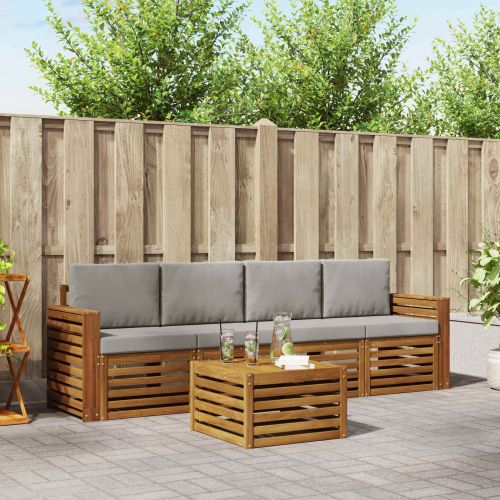 Комплект дивани за открито 5 pcs Естествено и светло сиво