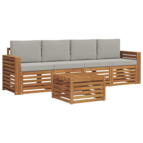 Комплект дивани за открито 5 pcs Естествено и светло сиво