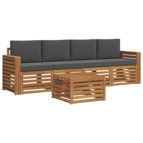 Комплект дивани за открито 5 pcs Натурален и Антрацит