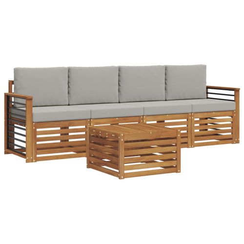 Комплект дивани за открито 5 pcs Естествено и светло сиво