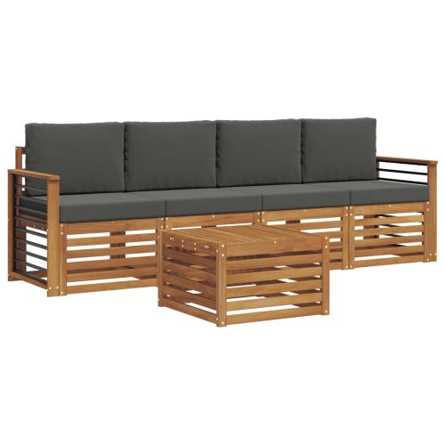 Комплект дивани за открито 5 pcs Натурален и Антрацит