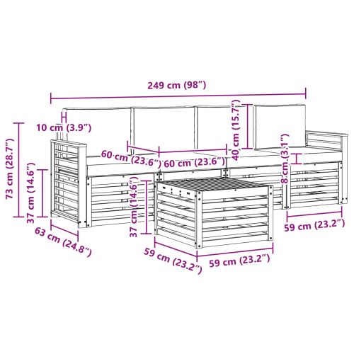 Комплект дивани за открито 5 pcs Натурален и Бежов