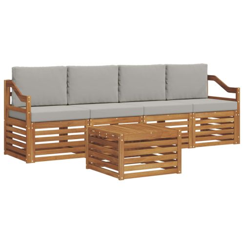 Комплект дивани за открито 5 pcs Естествено и светло сиво