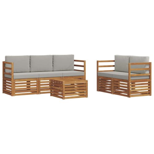 Комплекти дивани с възглавница 6 pcs Естествено и светло сиво