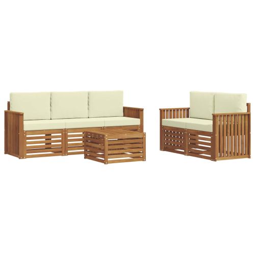 Комплекти дивани 6 pcs Натурален и Крема Солидно акациево дърво