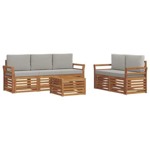 Комплекти дивани с възглавница 6 pcs Естествено и светло сиво