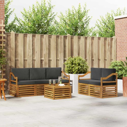 Комплекти дивани с възглавница 6 pcs Натурален и Антрацит