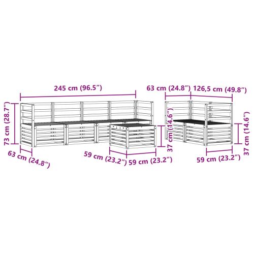 Комплект дивани за открито 7 pcs Естествен