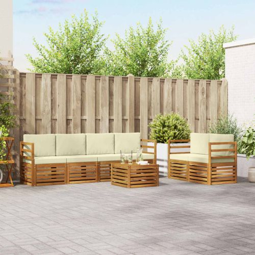 Комплект дивани за открито 7 pcs Натурален и Крема