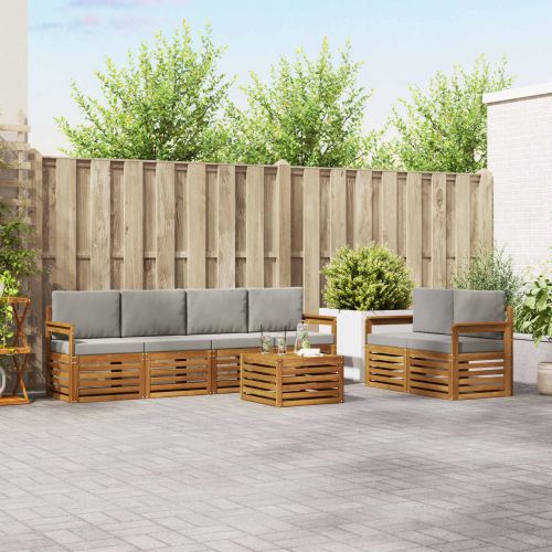 Комплект дивани за открито 7 pcs Естествено и светло сиво