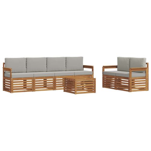 Комплект дивани за открито 7 pcs Естествено и светло сиво