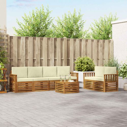 Комплект дивани за открито 7 pcs Натурален и Крема