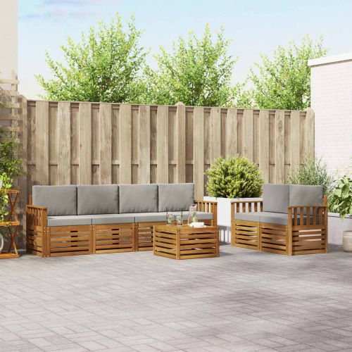 Комплект дивани за открито 7 pcs Естествено и светло сиво