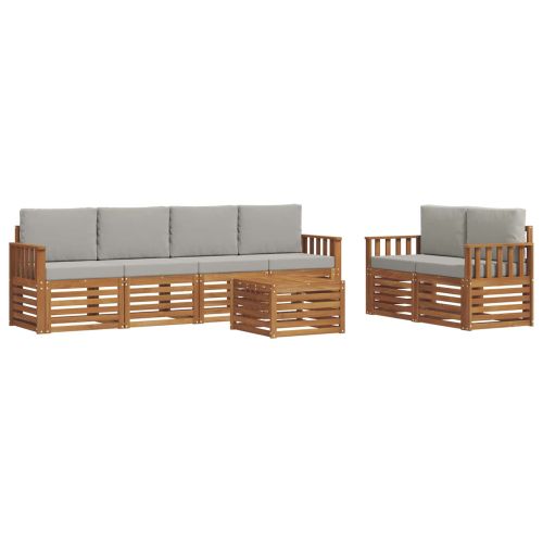 Комплект дивани за открито 7 pcs Естествено и светло сиво