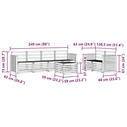 Комплект дивани за открито 7 pcs Естествен