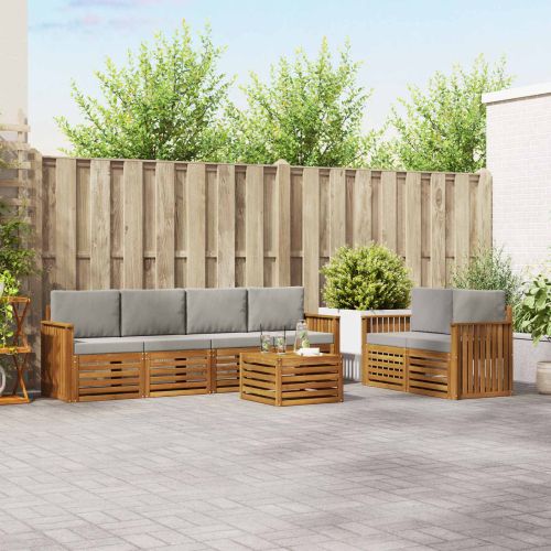 Комплект дивани за открито 7 pcs Естествено и светло сиво