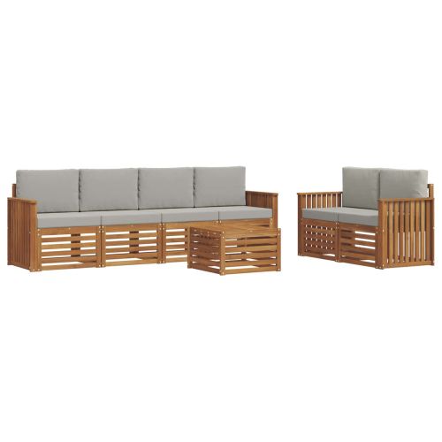 Комплект дивани за открито 7 pcs Естествено и светло сиво