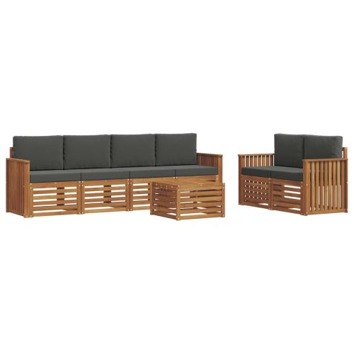 Комплект дивани за открито 7 pcs Натурален и Антрацит