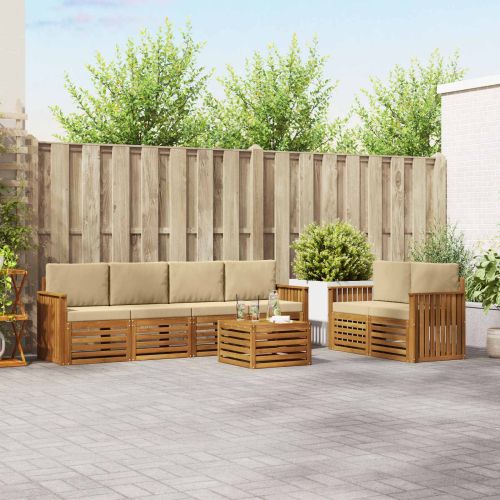 Комплект дивани за открито 7 pcs Натурален и Бежов