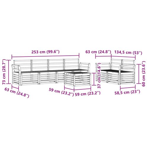 Комплект дивани за открито 7 pcs Естествен