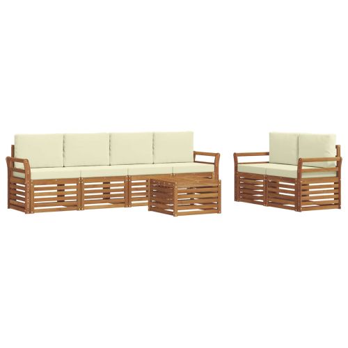 Комплект дивани за открито 7 pcs Натурален и Крема